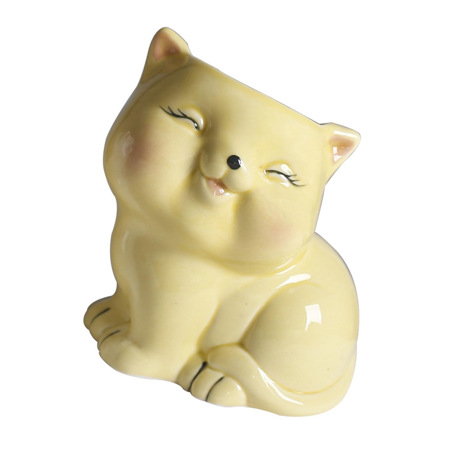 HZGFNBZ Ceramic Fleshy Plant Container Kitten Planter Flowerpot Ornament for Cactuses Home Balcony Decors Decorative