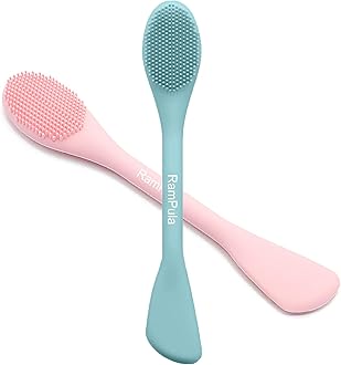 Facial Cleansing Brush, 2 in 1 Silicone Face Mask Brush & Face Scrubber, For Exfoliating, Massaging, Remove Blackheads, Makeup Skincare Removal, Applicator for Mud, Clay, Body Lotion, DIY Mask
