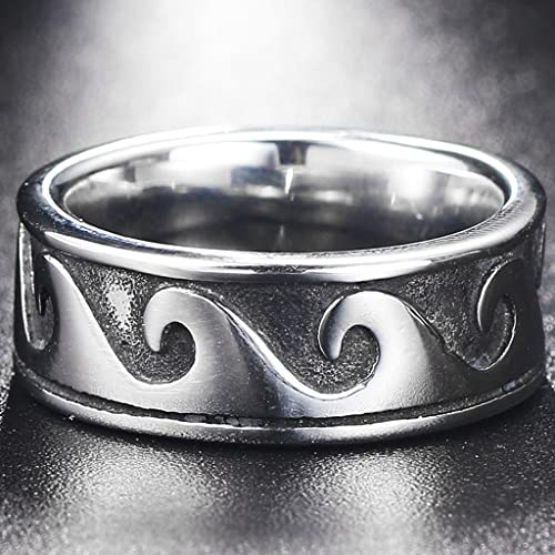 Jude Jewelers 8mm Stainless Steel Retro Vintage Ocean Sea Wave Tide Style Wedding Band Ring3