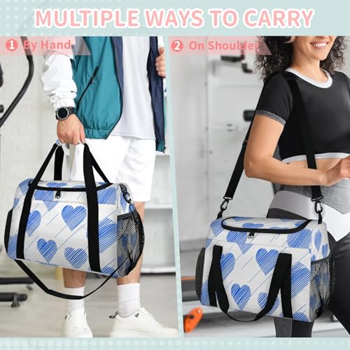 Love Graffiti Blue Travel Duffel Bag Weekender Overnight Bags for Women Men Foldable Waterproof Tote Bag with Trolley Sleeve4