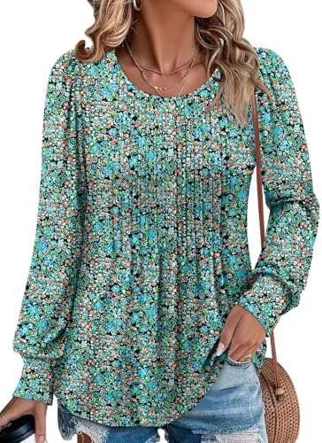 BETTE BOUTIK Long Sleeve Shirts for Women Fall Tops Dressy Blouses Crewneck Tunic Tops for Leggings S-3XL