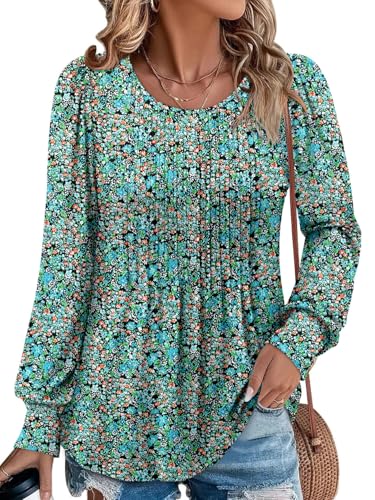 BETTE BOUTIK Long Sleeve Shirts for Women Fall Tops Dressy Blouses Crewneck Tunic Tops for Leggings S-3XL