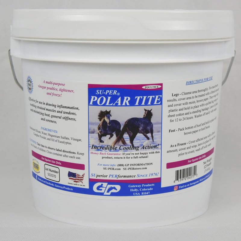 SU-PER Polar Tite Horse Poultice - Draws Out Inflammation Soothes Strained Muscles Removes Stiffness and Soreness - Vinegar Poultice Tightener and Freeze - 12 Pounds
