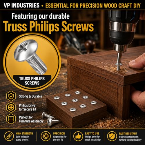 Image of By inchVP INDUSTRIES inch (Pcs-25) M5x12 mm Truss Phillips Head Screw Nickel Plated | Round Head Machine Screw for Modular Furniture, Wooden Work, Electrical Fittings, DIY & Industrial Applications