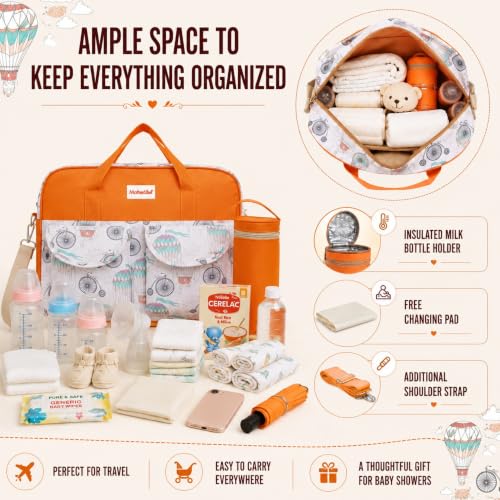 Image of Diaper Bag for Mothers for Travel with Changing Station | Tote Diaper Baby Bag for Mom | Diaper Bag with Insulated Bottle Holder & Changing Mat | 17 L,10 Pocket