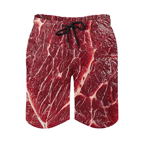 Beef Steak Texture Meat Men's Board Shorts Quick Dry Swim Trunks with Pockets Beach Trunks Bathing Suits3