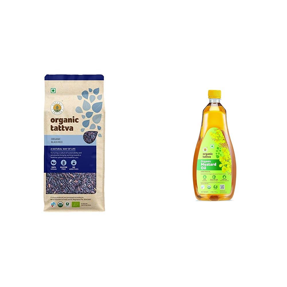 Organic Tattva Black Rice, All Natural, Aromatic Unpolished Kavuni Arisi (1Kg, Pack) & Organic Tattva, Organic Unrefined Mustard/Sarso Cooking Oil (1L) (B0CM6QSNL4) Amazon Price History, Amazon Price Tracker