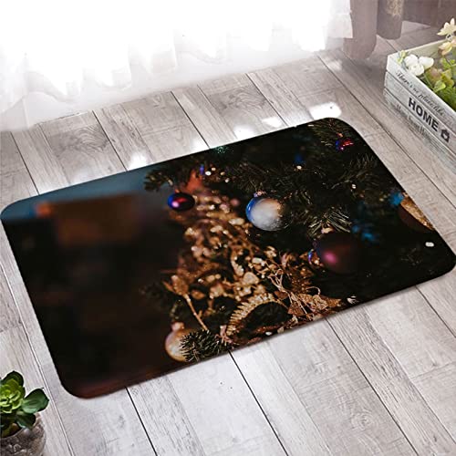 Tapis entree welcome or vert au motif arbre de Noël élégant et polyvalent