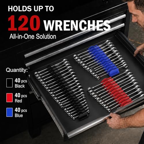 Image of 120 pcs Modular Wrench Organizer for Tool Drawers (Black & Red & Blue)