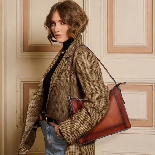 Image of Iswee Leather Crossbody Bags for Women Shoulder Purse Medium Hobo Genuine Leather Satchel Purses and Handbags