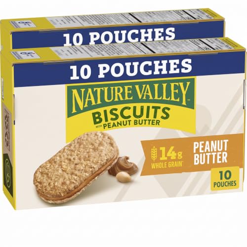 Nature Valley Biscuit Sandwiches, Peanut Butter, Snack Bars, 10 Bars, 13.5 oz (Pack of 2)