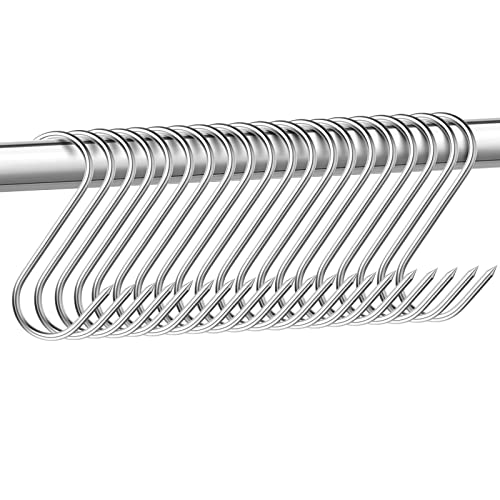 Esteopt 20 Stück S Haken Edelstahl 15cm Fleischerhaken Edelstahl Räucherhaken Hängehaken Metzgerhaken S-förmige Haken für Badezimmer Schlafzimmer Büro Küche Geschäft