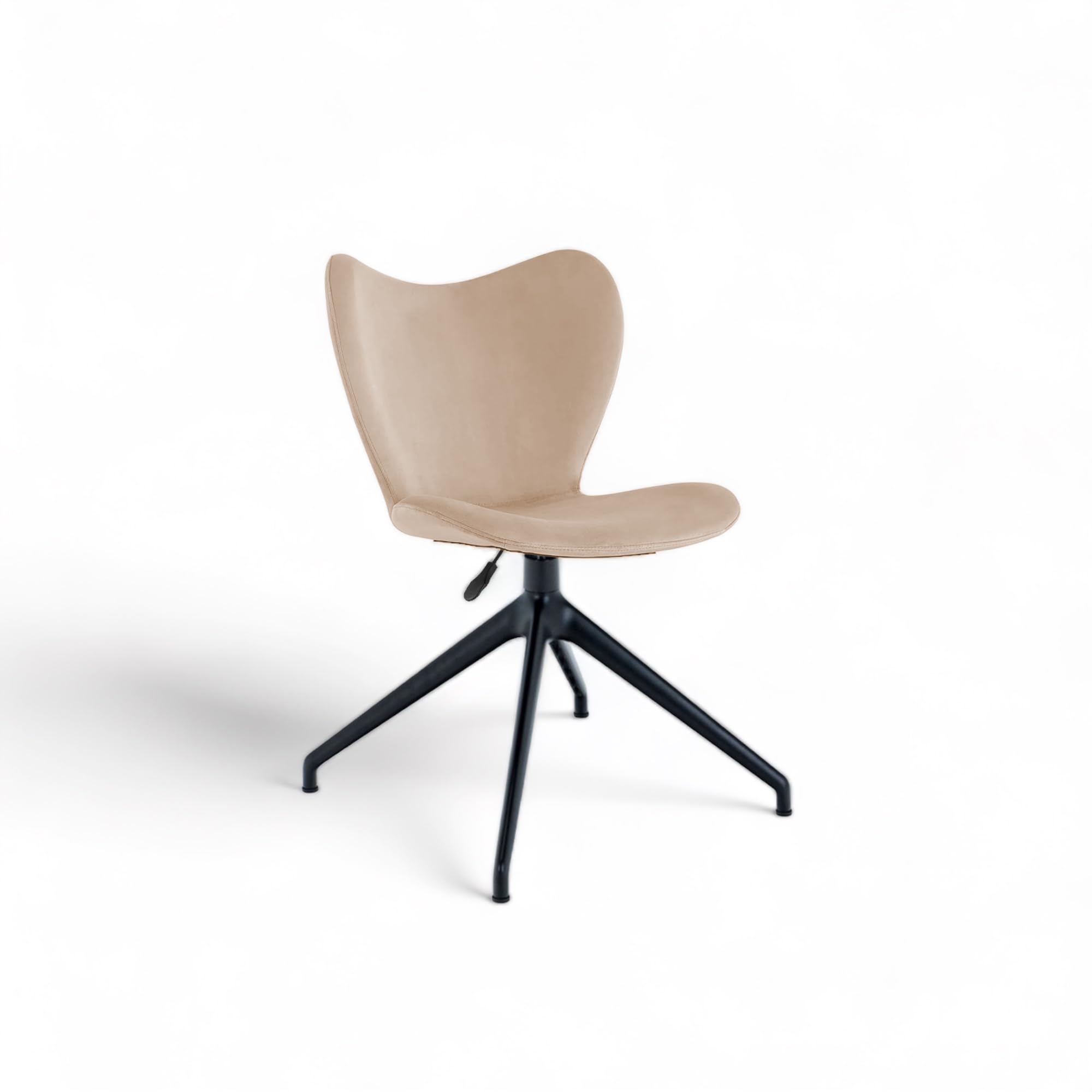Finch Fox Tory Velvet Upholstered Height-Adjustable 360° Swivel Revolving Nylon Base Office Study Desk Chair with for Home & Office, Study, Computer, Executive in Beige Color