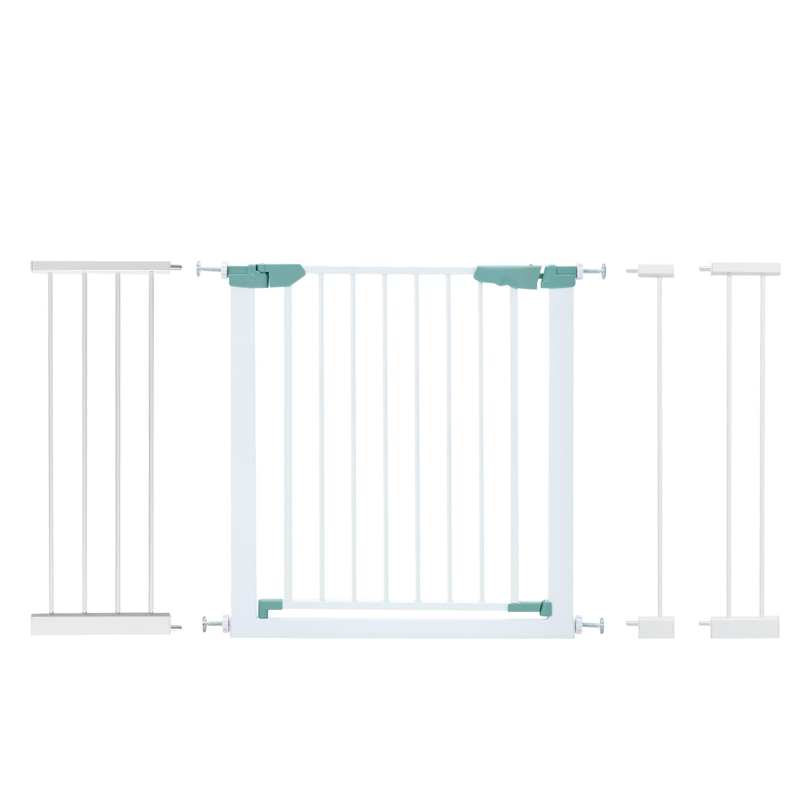 GOPLUS Barrera de Seguridad para Niños con 3 Extensiones y Kit de Montaje, Valla de Seguridad para Bebés 71-120x76 CM con Cierre Automático, Puerta de Seguridad para Escaleras/Vestíbulo/Entrada