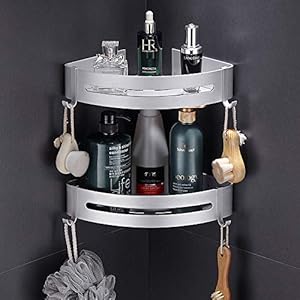 Hawsam Badkamerrek, te bevestigen zonder boren, 2 niveaus, roestvrije aluminiumlegering, bad-/doucheplank, douchemand