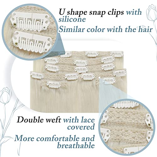 RUNATURE Clip in Hair Extensions Real Human Hair Blonde Hair Extension Clip in Real Hair Extensions Clip in Human Hair 18 Inch 120 Gram #800 - Image 4