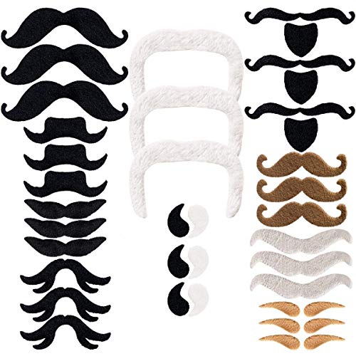 Unomor Selbstklebende Schnurrbart Klebebärte 30-Teilig für Rosenmontag Karneval Kostüm