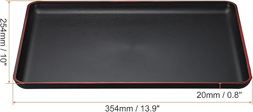 Miniatura 8 de PATIKIL Bandeja rectangular de plástico de estilo japonés, 11.8 x 7.9 pulgadas, bandeja para servir té de grano de madera para el hogar, hotel,