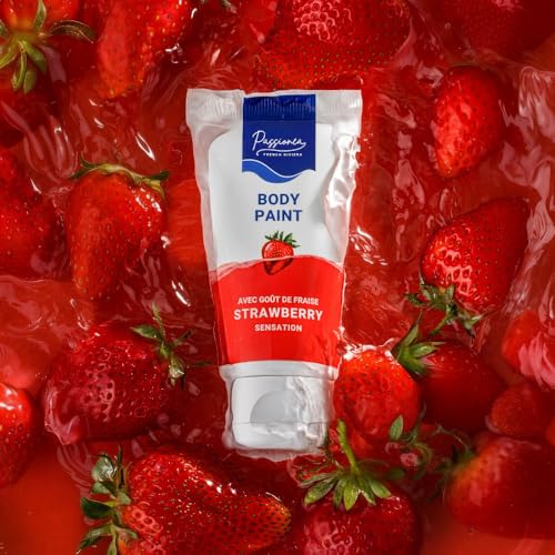 Passionea Strawberry Sensation – Peinture corporelle comestible goût fraise – 30% Vraies Fraises – Jeu intime gourmand – Fabriqué en Europe