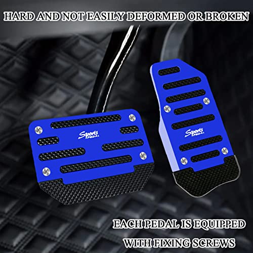 Tobenbone 2Pcs Automatic Transmission Pedal Covers Kit, Aluminum Alloy Non- Slip Pedal&Brake Pedal Pads Sporty Car Interior Decor Accessories Universal For Car, Suv, Atv (Blue) #TOP2