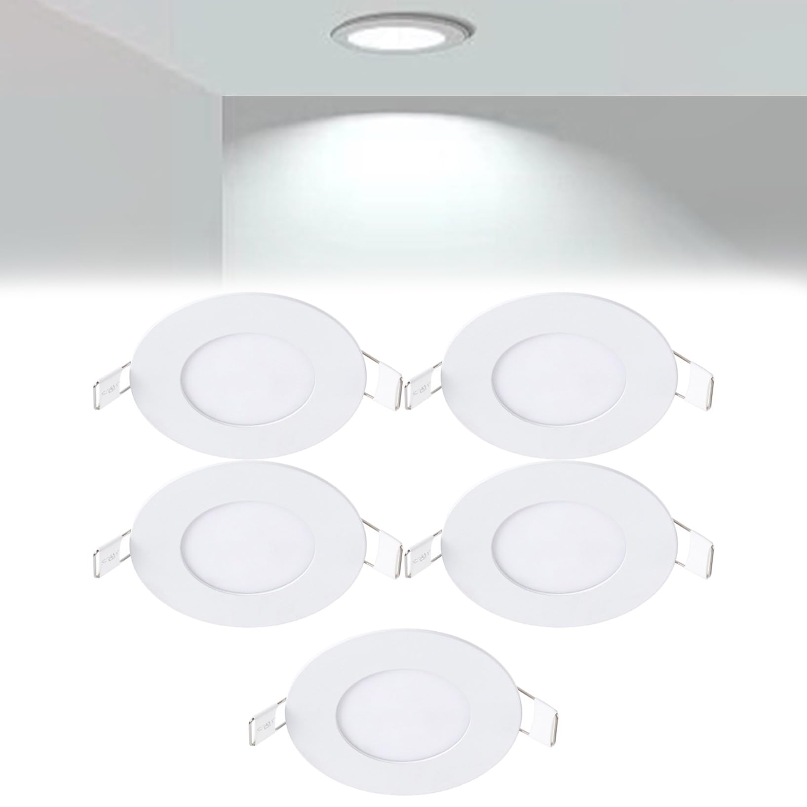 VOGHMOLD 3W Ultra Slim LED Downlight 3 inch, 6000K Recessed Ceiling Light, Cut Φ70-75mm, AC85-265V Flush Mount Spotlights Aluminum Round Panel Lights for Office Hallway, 5 Pack