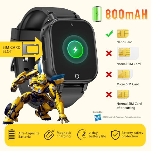 Transformers 4G Kids Smart Watch Phone, GPS, Video Call, Waterproof - Black - image 7