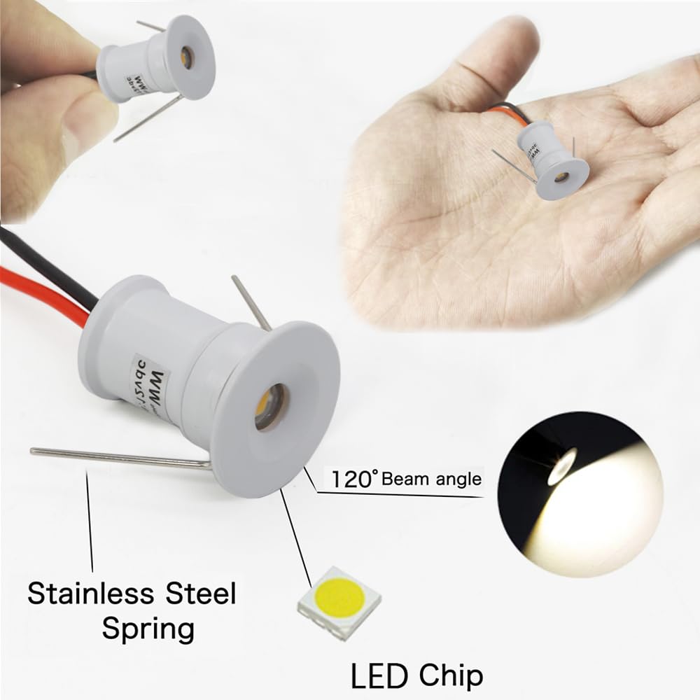 Spots Aluminium IP65 Couleur Variable Kpslucerna Petit Spot LED 10 Pièces 0,5 W Mini Spot Encastrable Au Plafond 12 V Cuisine Escalier Vitrine Couloir Bricolage éclairage Downlight (Argent Blanc Froid Spots DIY