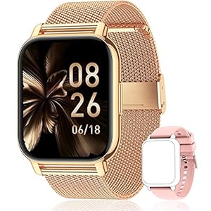 Popglory Smartwatch, 1.85 Zoll Touch-Farbdisplay mit Bluetooth Anrufe ,Fitnessuhr mit Blutsauerstoff Blutdruckmessung Herzfrequenz, Schrittzähler für Damen Herren