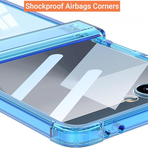 Image of Kapa Clear Airbag with Hinge Protection Back Case for Samsung Galaxy Flip7 / Z Flip 7 | Transparent Shockproof Slim Hard Protective Cover (Blue)