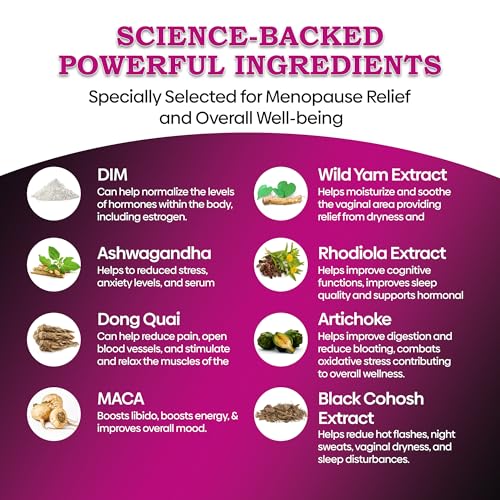 Image of Best Rated Highly Effective Menopause Support, Menopause Probiotics, Hot Flashes, Night Sweats, Hormone Balance, Mood Swings, DIM, Black Cohosh, Dong Quai, 40Bn CFU