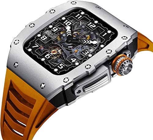 Kit Mod Apple Watch 45mm : Bracelet Fluororubber Luxe et Boîtier Métal INFRI