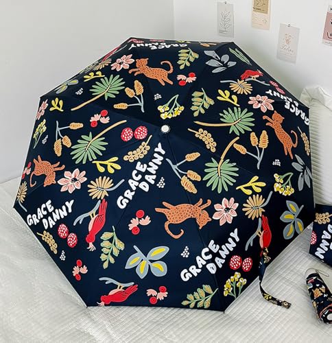 Image of House of Quirk 3-Fold Travel Umbrella - Auto Open /Close Ultra Light and Small Mini Umbrella with Carrying Pouch