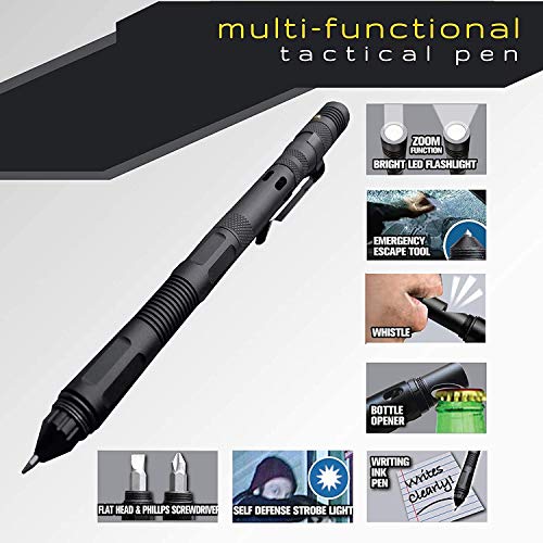 TACPEN DELUXE with Brighter Flashlight by Bell+Howell 9-in-1 Aluminum Casing, 7” Military-grade Technical Pen, Escape Tool, with Whistle, Bottle Opener, Screwdriver and Replaceable Ink As Seen On TV