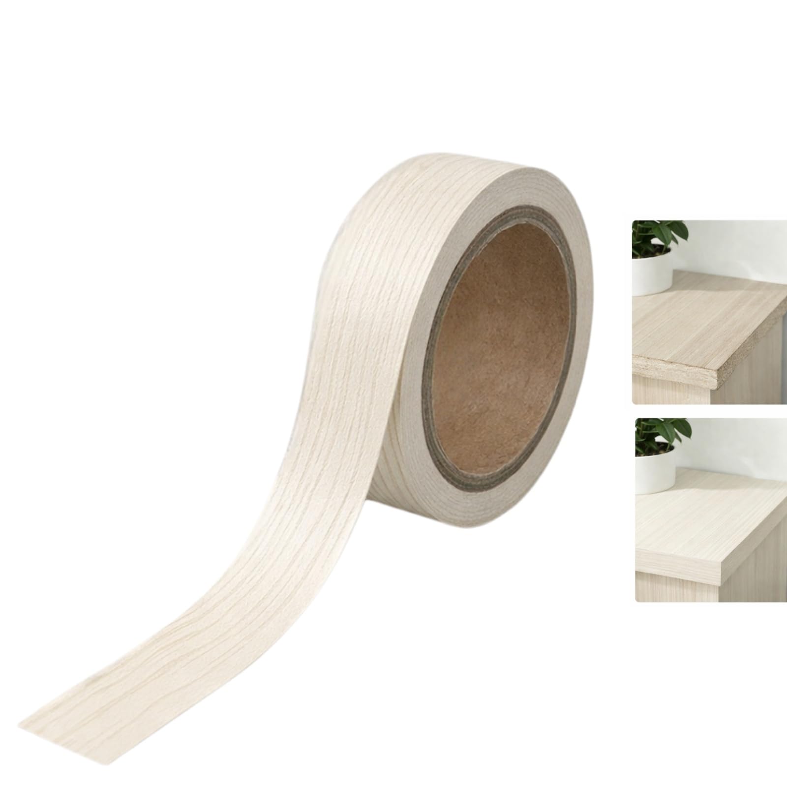 25mm x 10m Self-Adhesive Edge Banding Strip - Light Beige Wood Repair Trim Roll,Peel and Stick Edging Tape for Furniture,Worktops,Cabinets,Desks,Durable and Easy to Use,Natural Wood-Look,for DIY