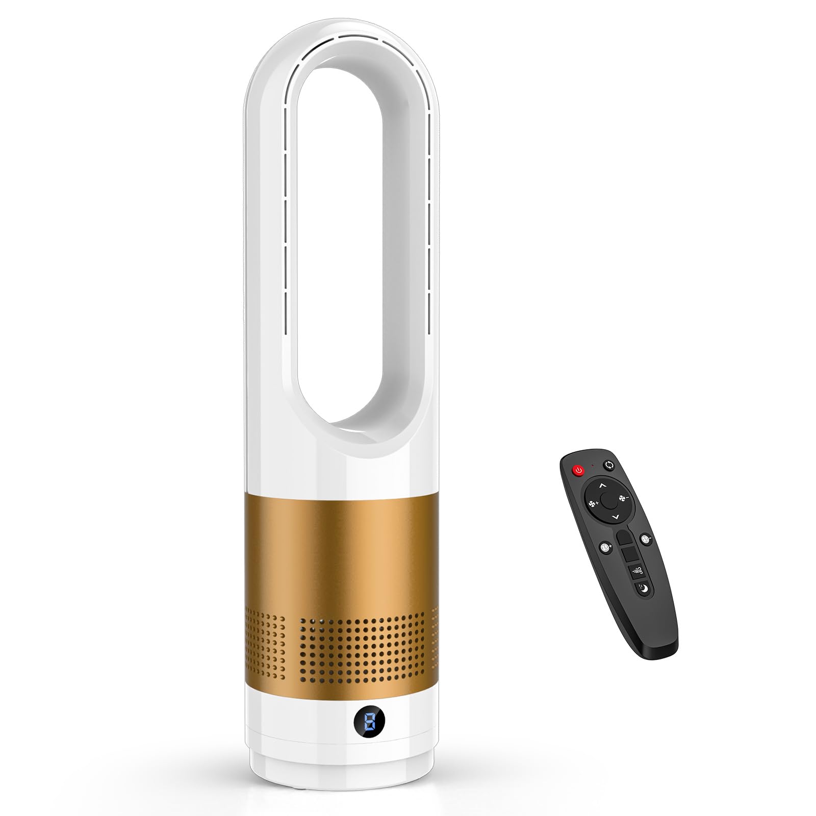 ahnwer Bladeless Tower Fan, Quiet Fan for Bedroom, Gold