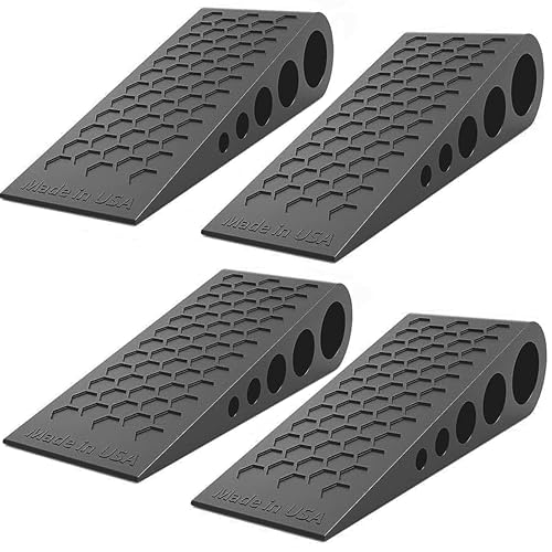 Image of Door Stoppers for Bottom of Door Premium Floor Rubber Door Stop Wedge Made in USA Heavy Duty Honeycomb Design for Carpet, Tile, Ideal for Home, School, Commercial,Black 4 Pack