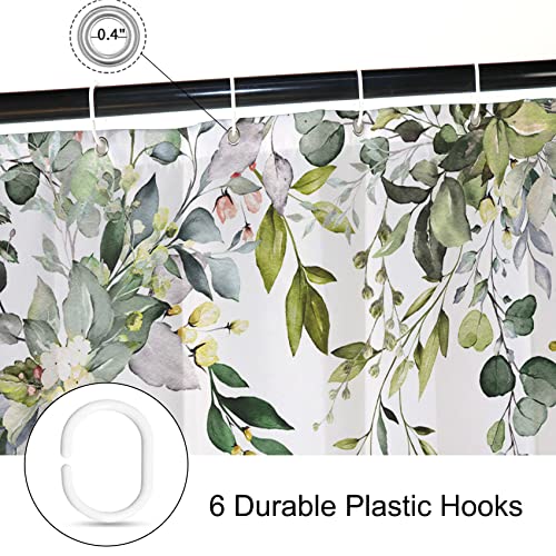 MIRRORANG Sage Green Eucalyptus Stall Shower Curtain,Watercolor Leaf Plant with Floral Bathroom Curtains with Hooks,Waterproof Mildew and Mould Resistant Polyester (90 x 183 cm) - Image 4