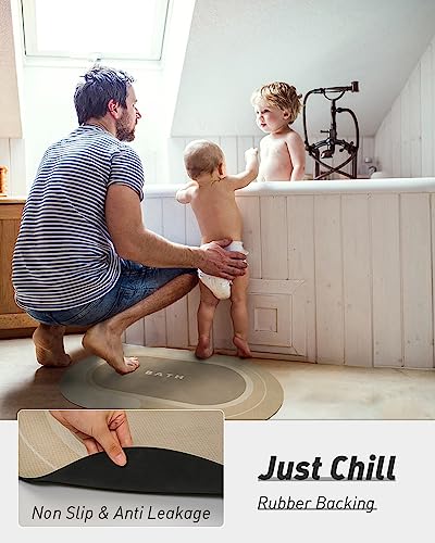 Image of MontVoo-Bath Mat Rug-17 inchx27 inch Innovative Bathroom Rug Mat Super Absorbent Quick Dry Rubber Backed Dirt Resistant Bath Rugs Mats for Bathroom Non Slip Beige Bathroom Rug for Shower Sink Bathtub