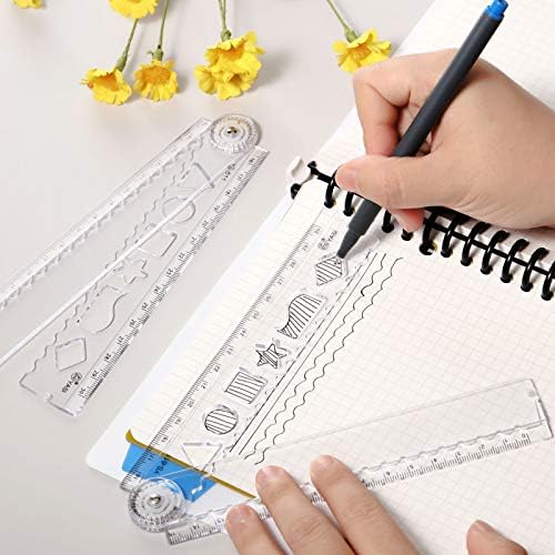 3 Pieces Folding Rulers, Flexible Ruler 12 Inch Transparent Rulers Shatterproof Plastic Ruler Straight Soft Ruler Dual Side Geometric Rulers for School Student Teacher Office Staff