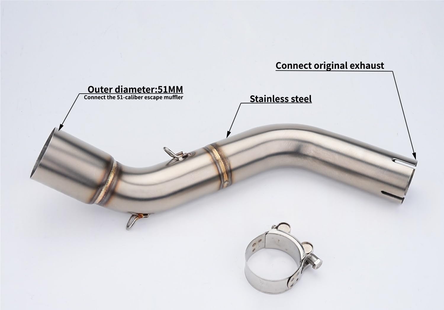 rura wydechowa motocyklowy wydech Slip On Pasuje Do Układu Wydechowego Motocykla 700MT 51MM Zmodyfikowana Rura Z Łączem Środkowym Tłumika(Titanium alloy)