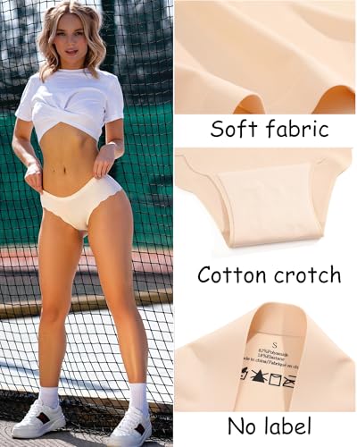 Image of FINETOO 6 pack Seamless Underwear for Women Sexy Low Rise Hipster Wave Edge No Show Bikini Panties Womens Cheeky S-XL