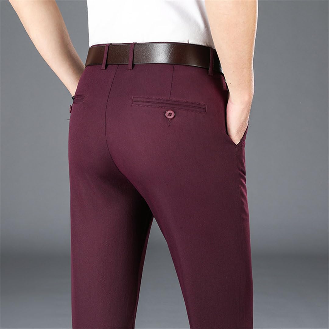 Vogrtcc Pantaloni Lunghi Casual da Uomo d'Affari Primavera Estate Pantaloni da Completo Pantaloni Formali Dritti Elastici Taglie Forti