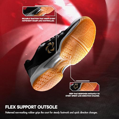 Image of SOLPRO Power Smash Badminton Shoes | Flex Support Outsole | Court Grip | Shock Absorbing Cushion | Breathable Mesh Upper | Stability Ridges
