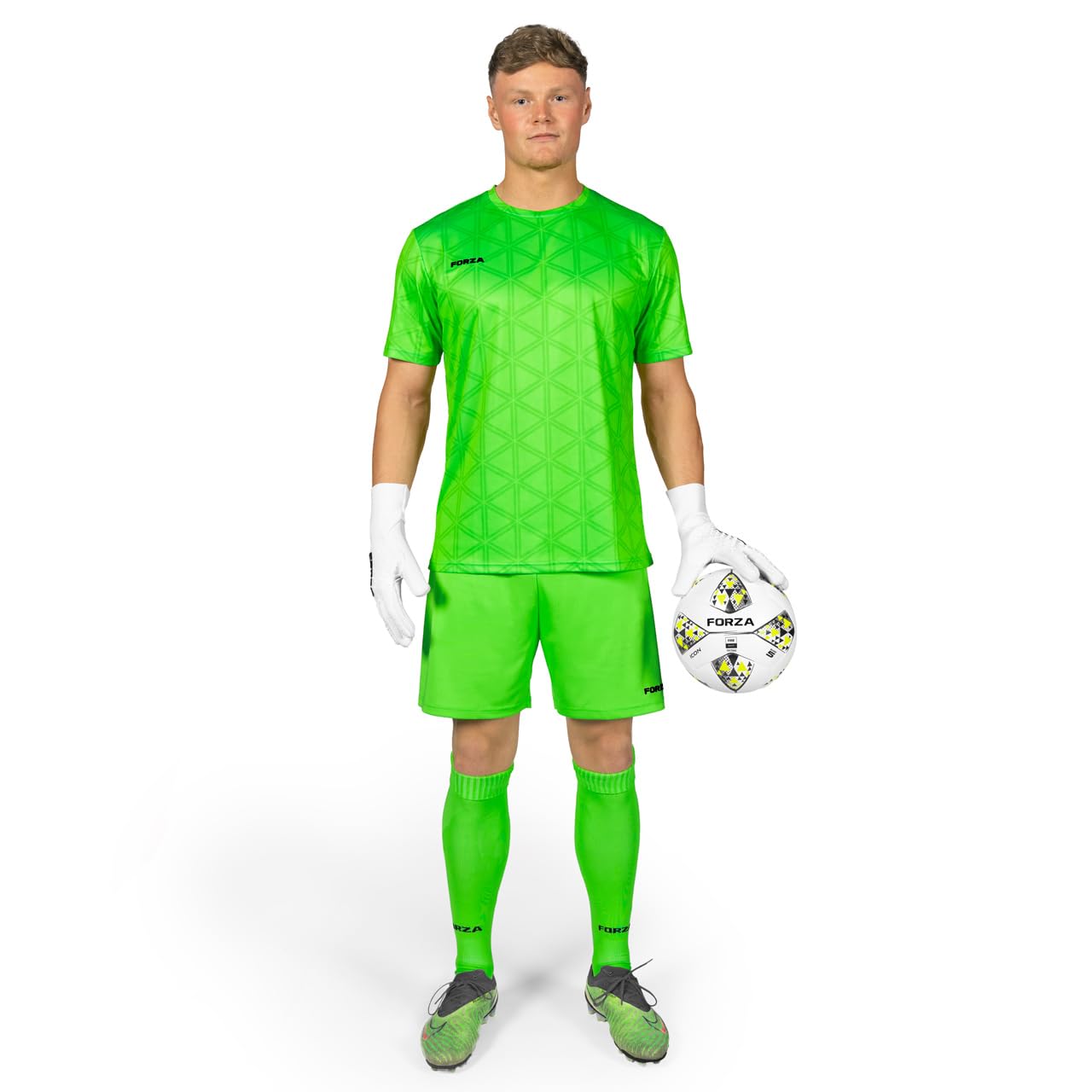 FORZA Kit Portiere Uomo A Maniche Corte [XS-XXL] | Kit Completo con Maglia, Pantaloncini & Calzettoni | 100% Poliestere & Traspirabile