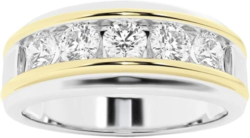 Anillo de boda redondo de 12 ctw para hombre de diamante cultivado en laboratorio en oro de 14 k