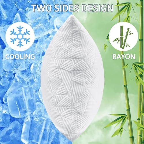 Image of BETU Cooling Pillows Standard Size Set of 4, Shredded Memory Foam Bed Pillows, Adjustable Firm Support Cool Pillow for Neck Pain and Side Sleeping, White