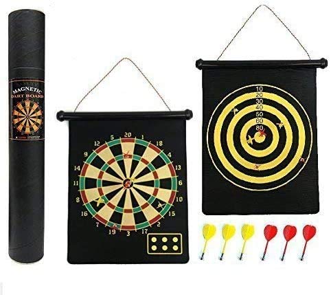 ADEPTNA Strong Magnet Dartboard Roll Up 6 Magnet Darts Double Sided Safe For Kids Adults Dart Board Game Party Set Gift Boxed