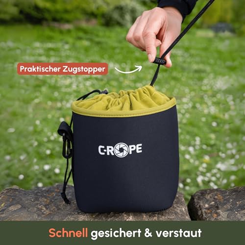Custodia Per Obiettivo In Neoprene E Pile – Protezione Da Urti E Graffi, Chiusura A Cordoncino, Moschettone E Passante Cintura - 4