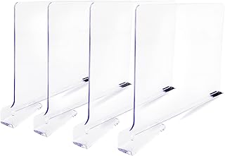 Acrylic Organizers – Premium Shelf Dividers for Closet, Kitchen, Bedroom, Bathroom – Universal Closet Shelf Organizer for ...