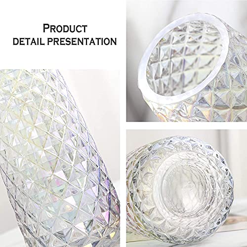 Hey_you Glazen vaas, in stijl handgemaakte kristalheldere bloemenvaas, decoratieve vaas met ananaspatroon, bloemenbloem, plantenhouder voor thuiskantoor, decoratie, cadeau voor bruiloft, housewarming party - Afbeelding 5